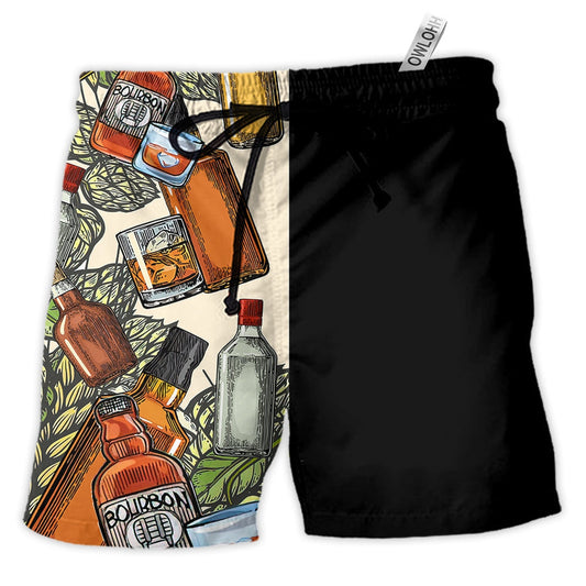 Beach Short / Adults / S Wine Hunting I Like Bourbon - Beach Short - Owls Matrix LTD
