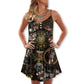 Steampunk Cat Magic Style – Women's Summer Sleeveless V-Neck Camisole Dress