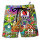 Beach Short / Adults / S Hippie Mushroom Peace Colorful Let It Be - Beach Short - Owls Matrix LTD