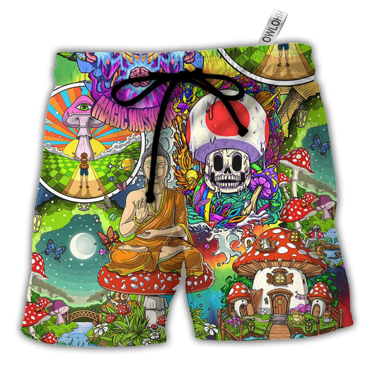 Beach Short / Adults / S Hippie Mushroom Peace Colorful Let It Be - Beach Short - Owls Matrix LTD