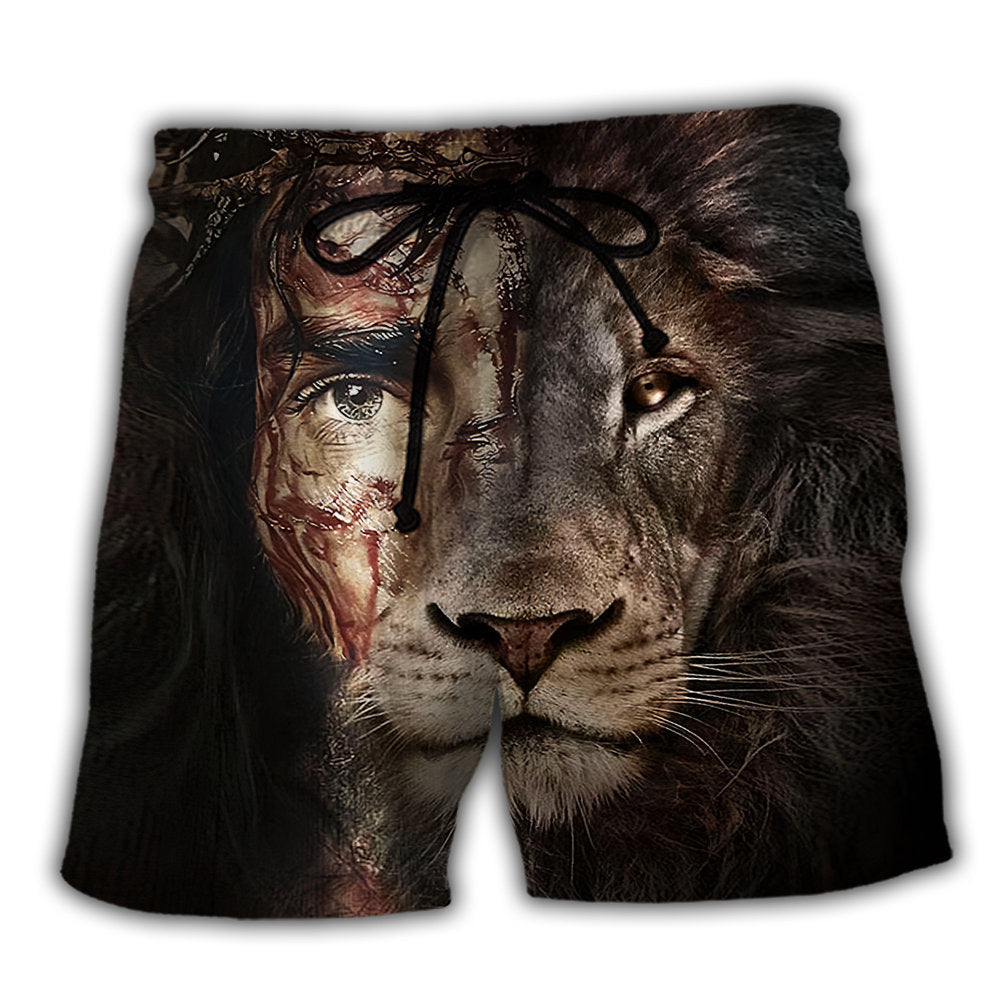 Jesus Faith And Lion Art Style – Beach Short