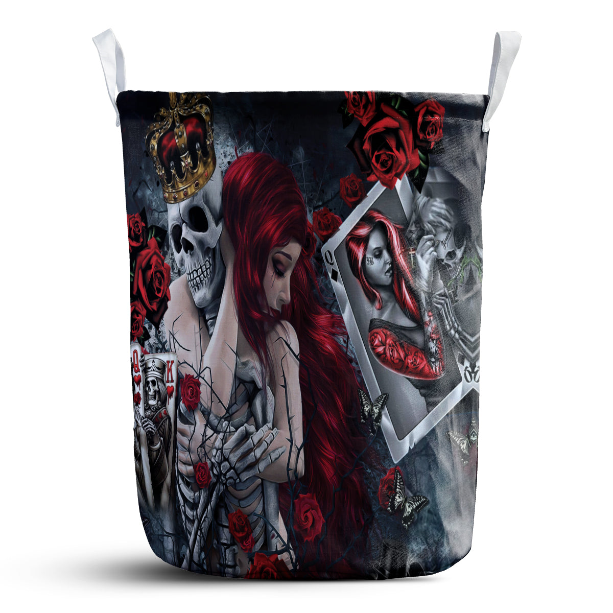 Skull Love Is Life Rose - Laundry Basket - Owls Matrix LTD
