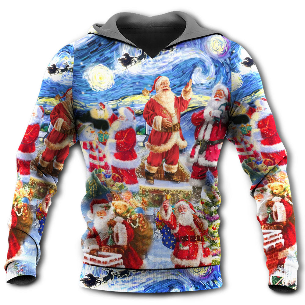 Christmas Santa Snowy Night Merry Xmas - Hoodie