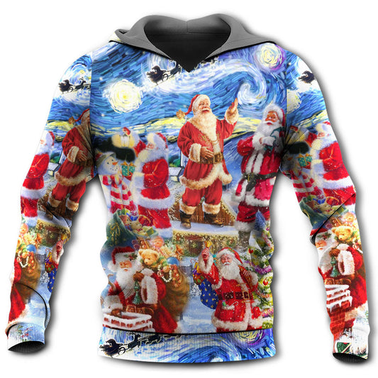 Christmas Santa Snowy Night Merry Xmas - Hoodie