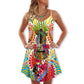 Hippie Peace Love Guitar – Women's Summer Sleeveless V-Neck Camisole Dress