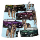 Beach Short / Adults / S Car Muscle Car And Dog - Beach Short - Owls Matrix LTD