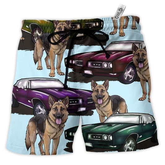 Beach Short / Adults / S Car Muscle Car And Dog - Beach Short - Owls Matrix LTD