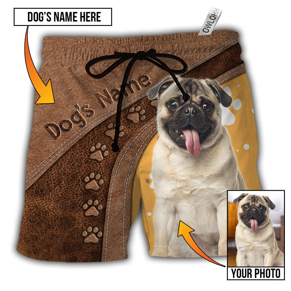 Pug / Adults / S Dog Paw My Lovely Dog Classic Custom Photo Personalized - Beach Short - Owls Matrix LTD