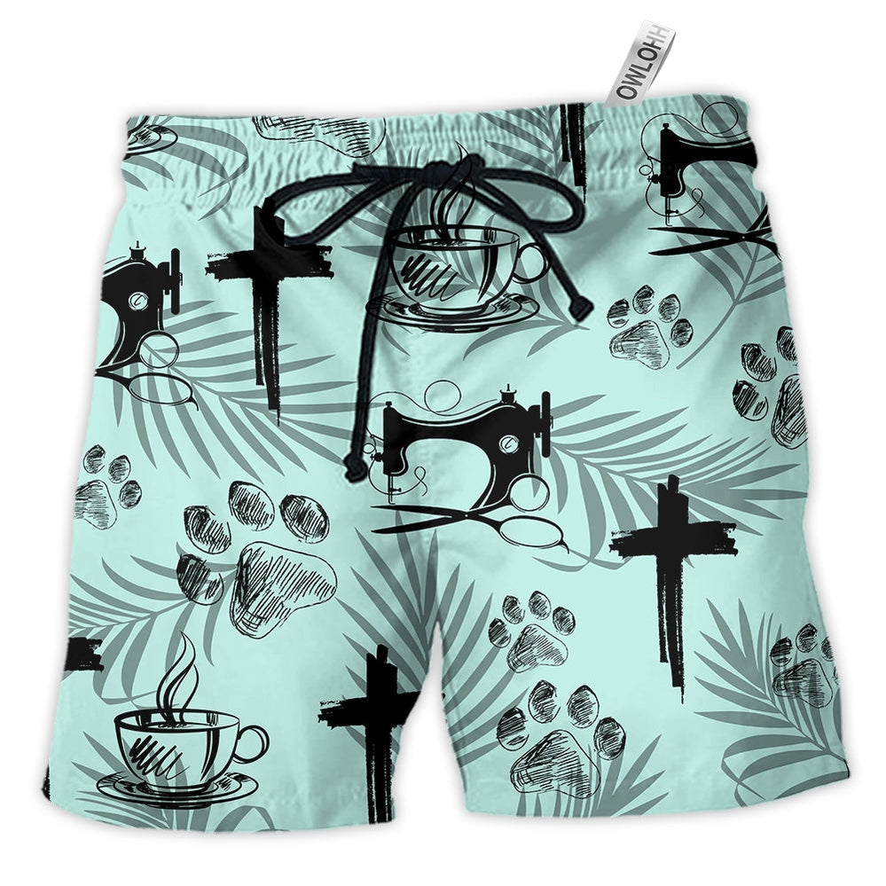 Beach Short / Adults / S Coffee Jesus Dog Coffee Sewing Lover - Beach Short - Owls Matrix LTD
