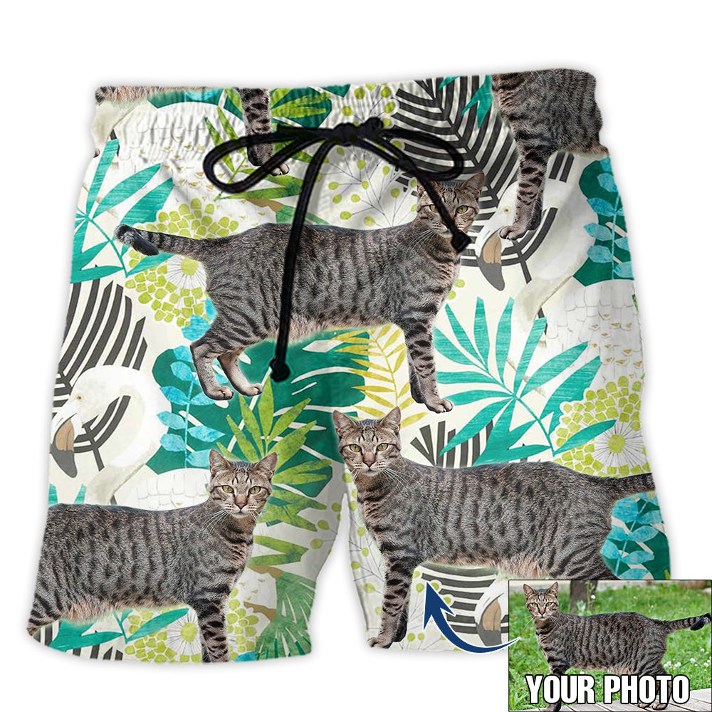 4 / Adults / S Cat Various Style Custom Photo - Beach Short - Owls Matrix LTD