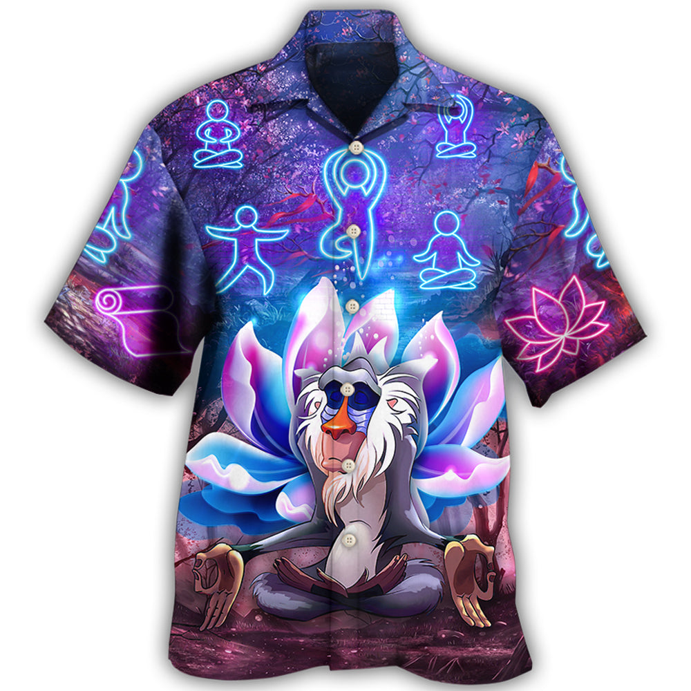 Neon Mandrill Monkey Yoga Lotus - Hawaiian Shirt