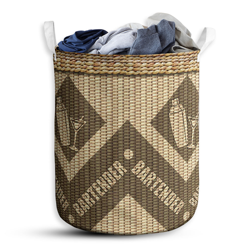 S: 17.72”x13.78” (45x35 cm) Bartender Wickerwork - Laundry Basket - Owls Matrix LTD