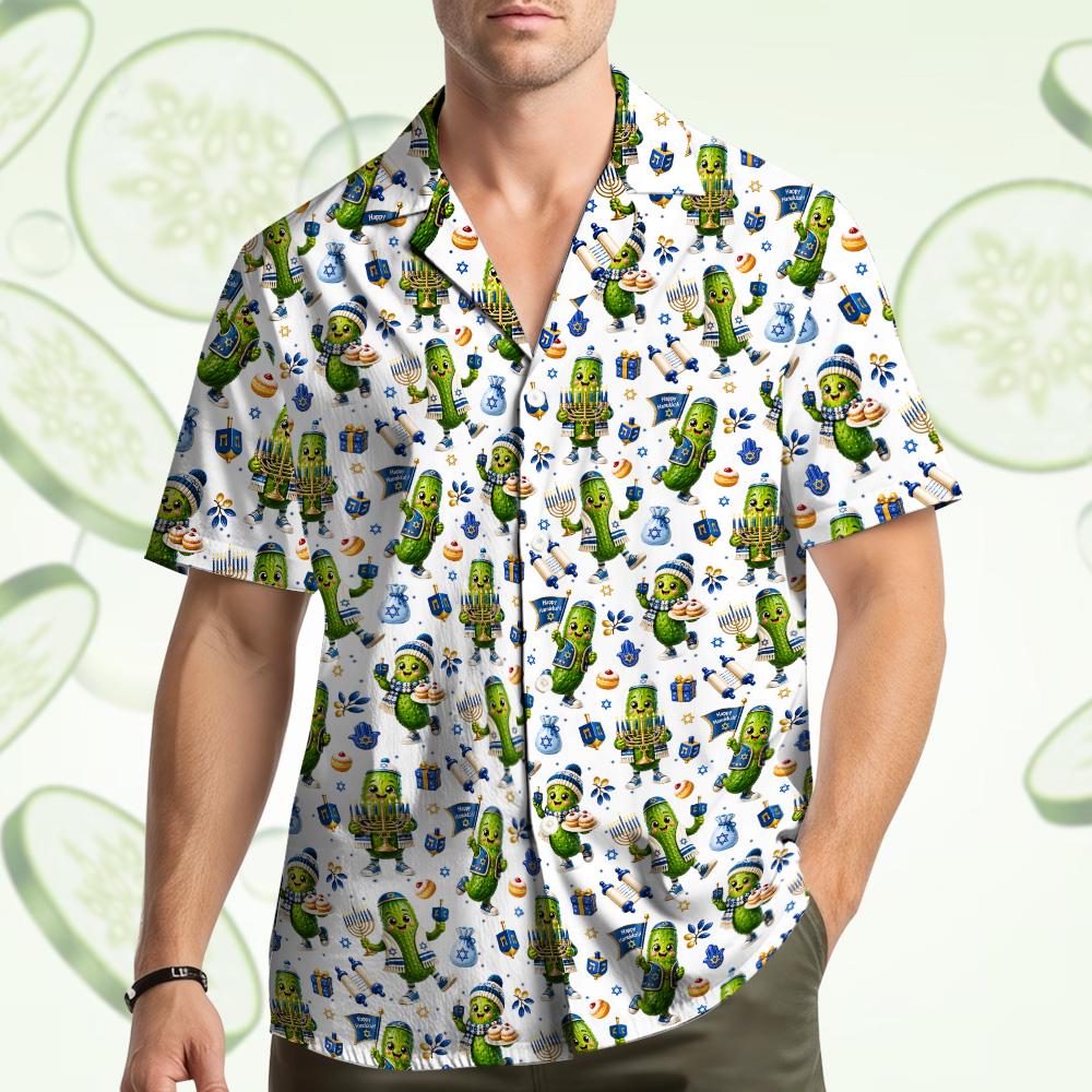 Funny Pickle Hanukkah Menorah Dreidel Holiday – Hawaiian Shirt