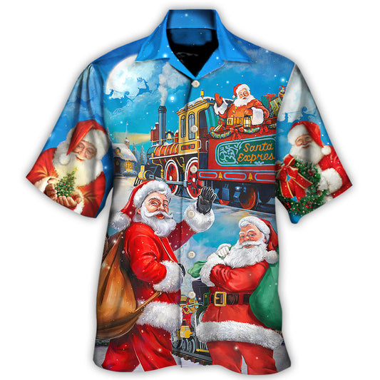 Christmas Santa Train Gift Holiday Art – Hawaiian Shirt