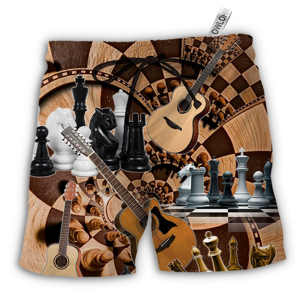 Beach Short / Adults / S Chess I Like Chess And Guitars - Beach Short - Owls Matrix LTD