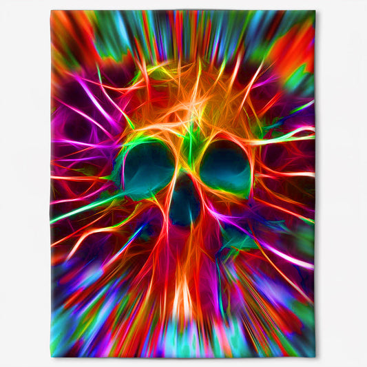 Skull Rainbow Color Love 50 x 60 Inch Flannel Blanket For Cozy Bedroom And Sofa Decor