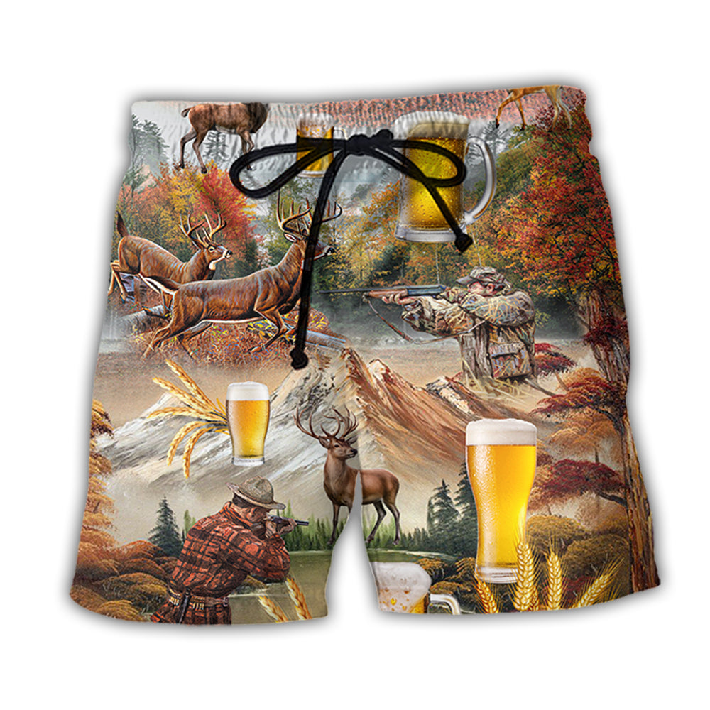 Beer And Hunting Autumn Scene – Beach Short