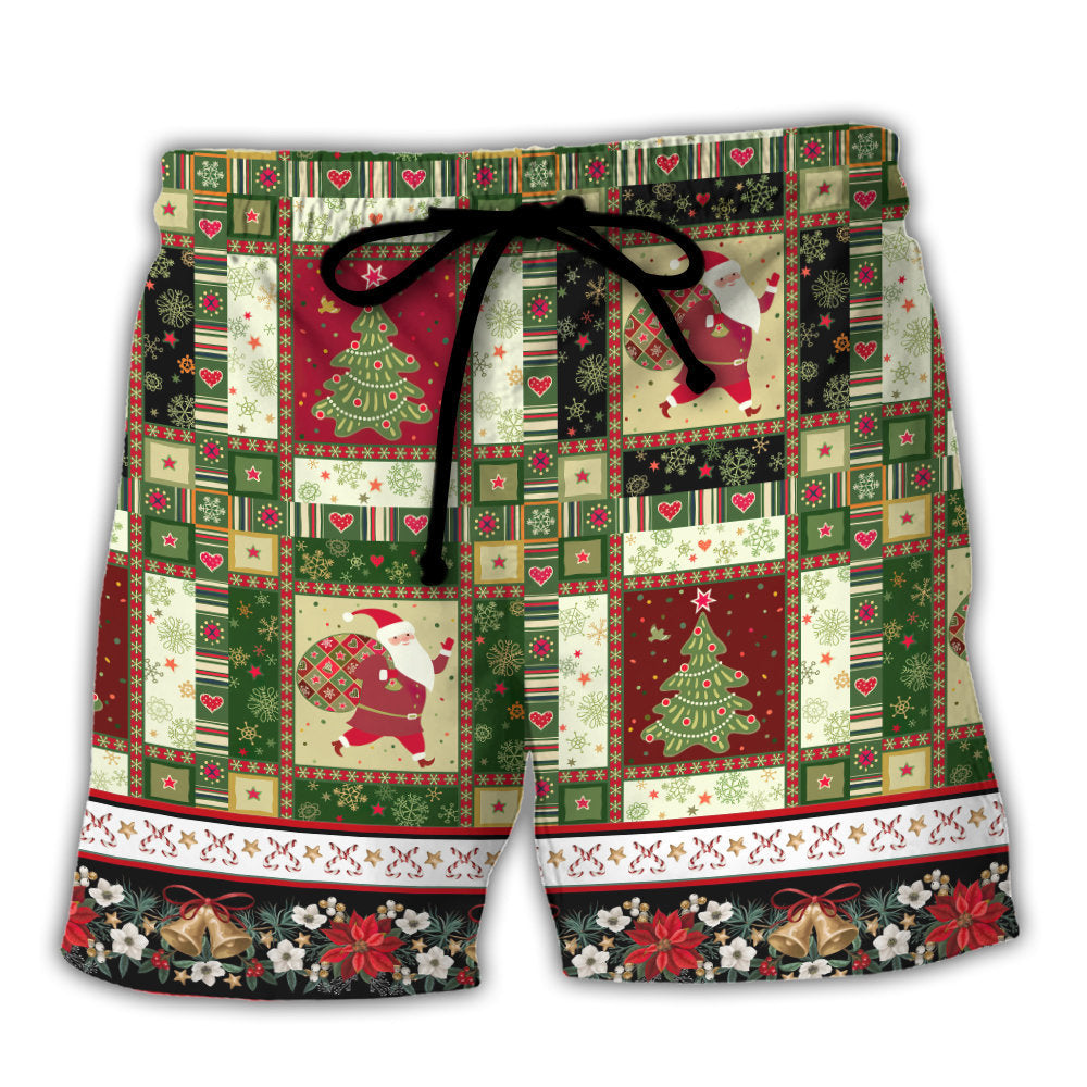 Christmas Santa And Festive Fir Tree – Beach Short