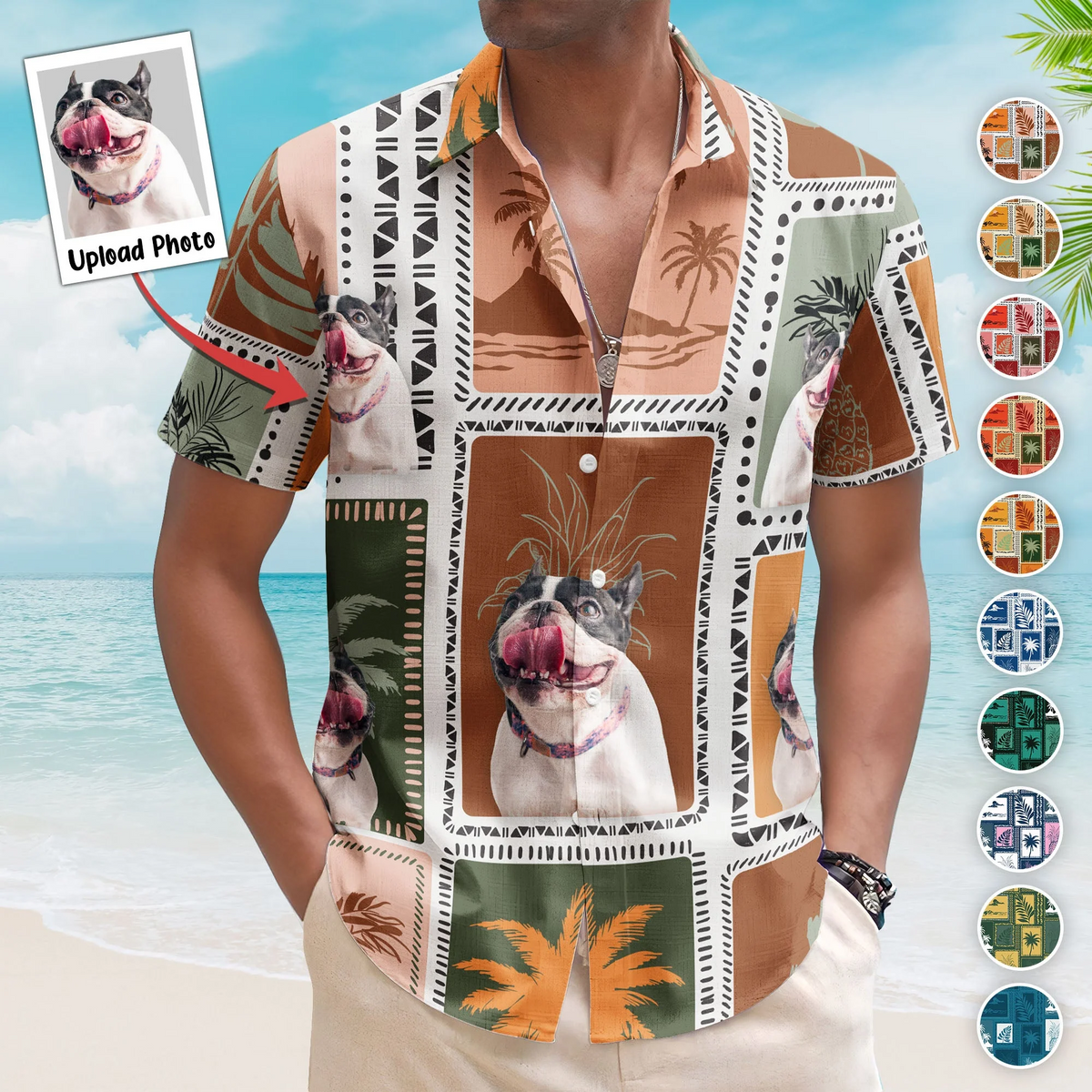 Custom Face Funny Photo Retro Tropical Palm Trees – Custom Photo Hawaiian Shirt
