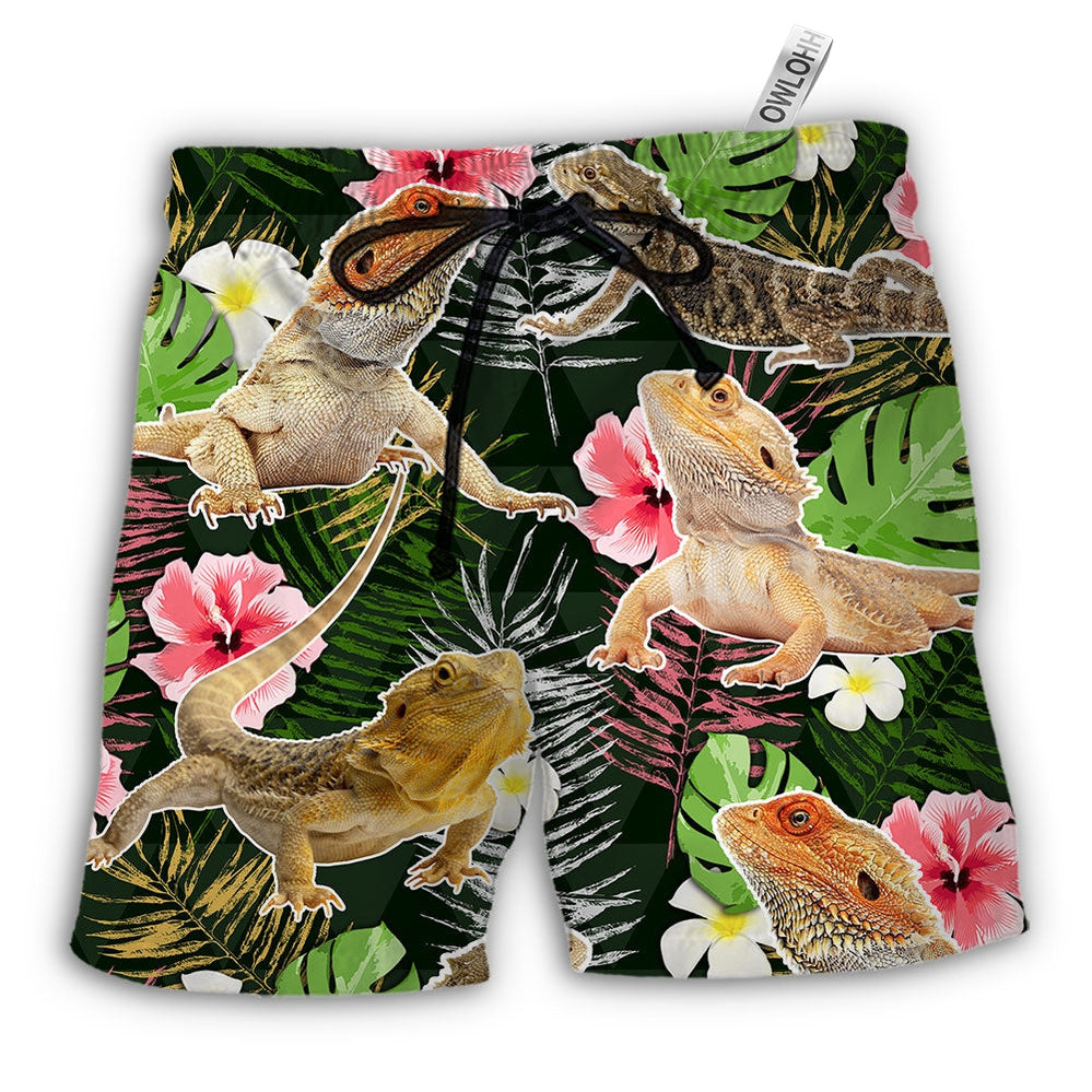 Beach Short / Adults / S Bearded Dragon Tropical Leaf - Beach Short - Owls Matrix LTD