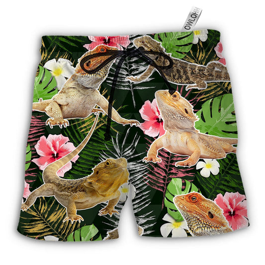 Beach Short / Adults / S Bearded Dragon Tropical Leaf - Beach Short - Owls Matrix LTD