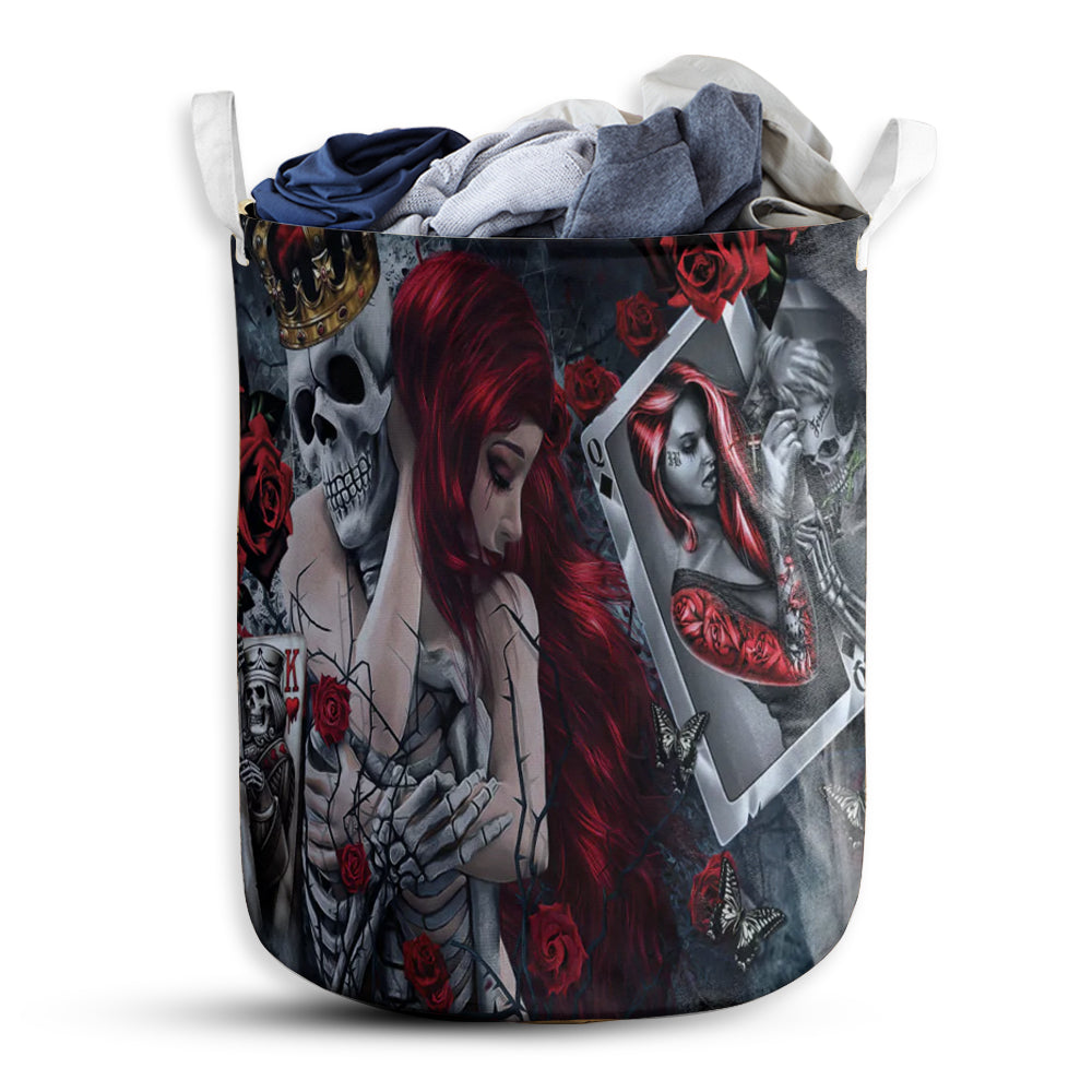 S: 17.72”x13.78” (45x35 cm) Skull Love Is Life Rose - Laundry Basket - Owls Matrix LTD