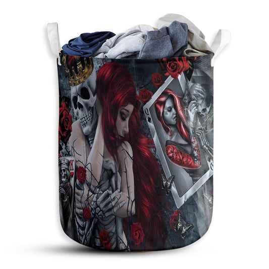S: 17.72”x13.78” (45x35 cm) Skull Love Is Life Rose - Laundry Basket - Owls Matrix LTD