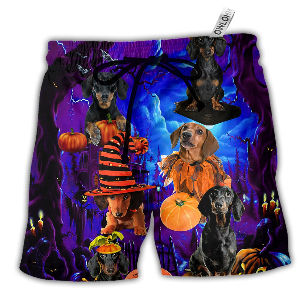 Beach Short / Adults / S Halloween - Dachshund Never Mind The Witch - Beach Short - Owls Matrix LTD