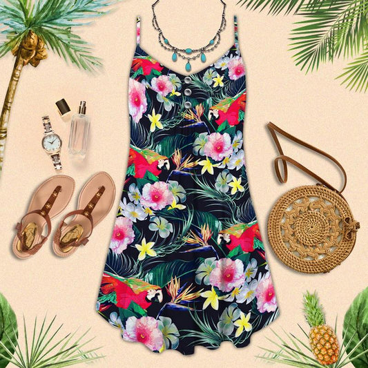 Parrot Summer Vibes Limited 1 – Women's Summer Sleeveless V-Neck Camisole Dress