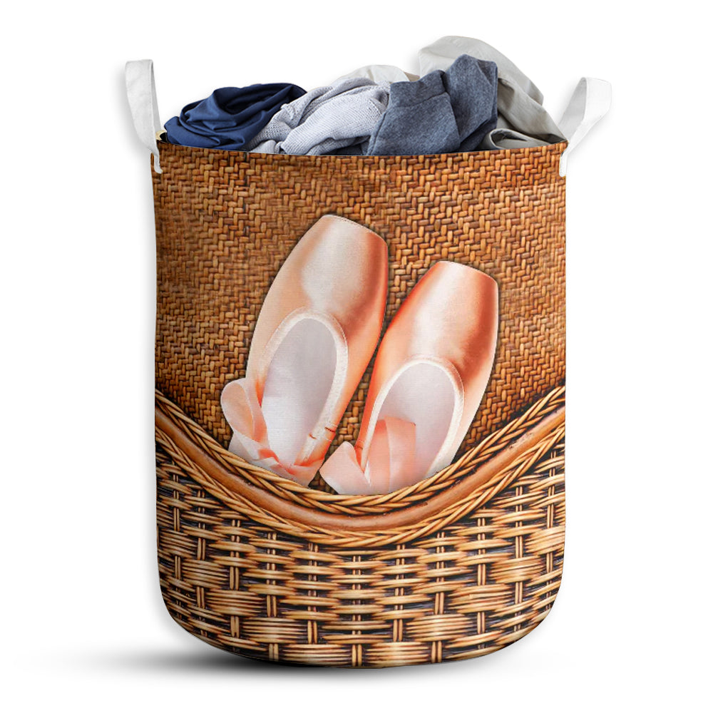 S: 17.72”x13.78” (45x35 cm) Ballet dance rattan teaxture - Laundry basket - Owls Matrix LTD
