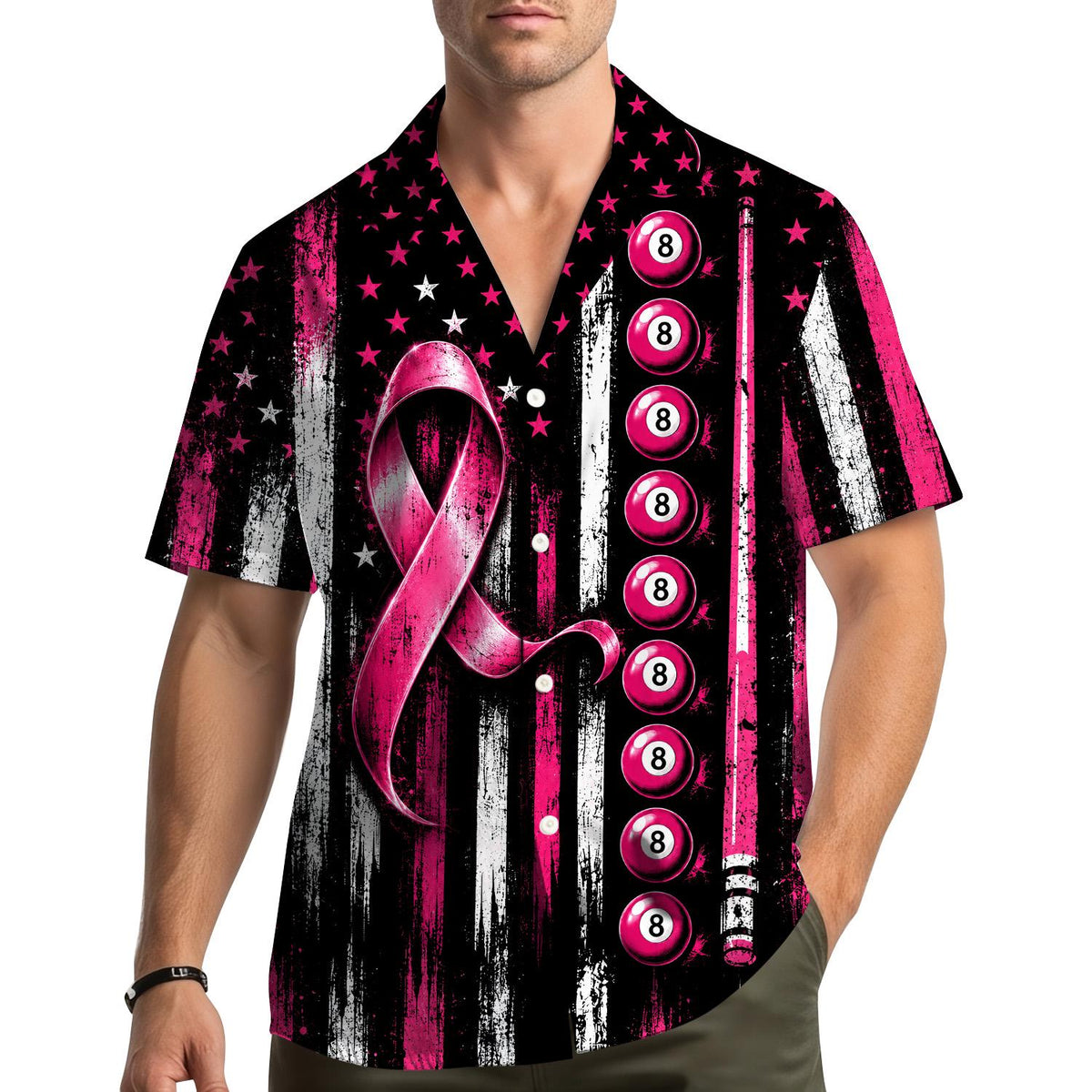 Pink Ribbon Billiards Breast Cancer Awareness 8 Ball – Hawaiian Shirt