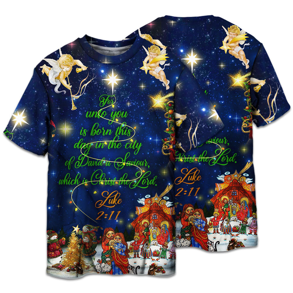 T-shirt / S Christmas Christ The Lord - Pajamas Short Sleeve - Owls Matrix LTD
