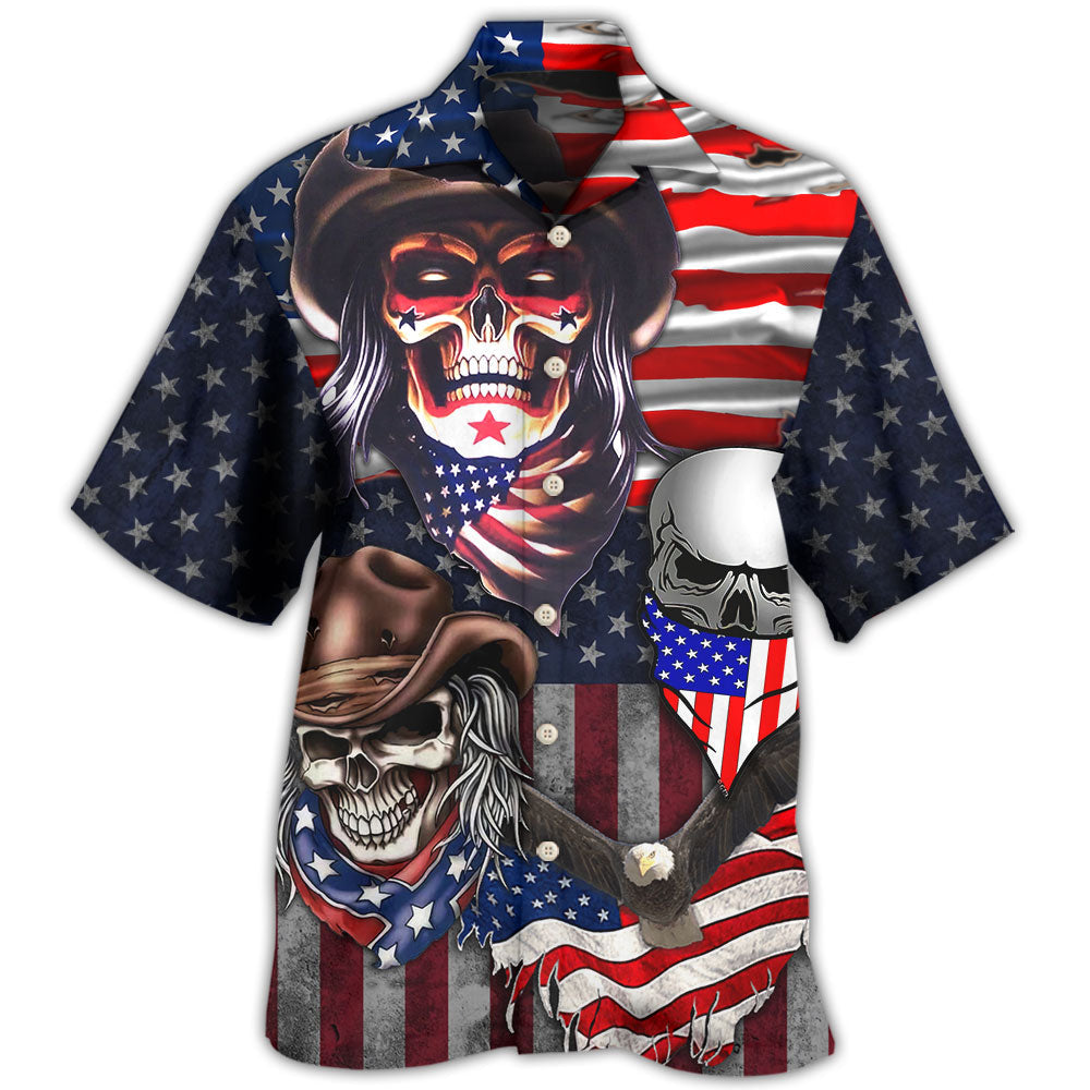 Patriotic Cowboy Skull Independence - Hawaiian Shirt