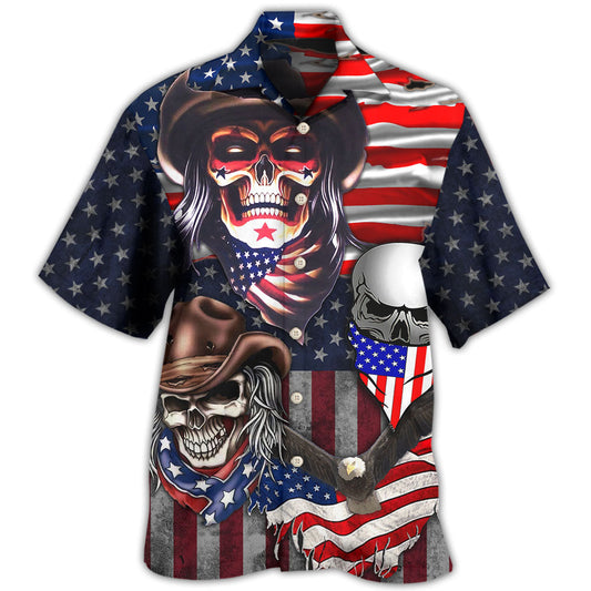 Patriotic Cowboy Skull Independence - Hawaiian Shirt