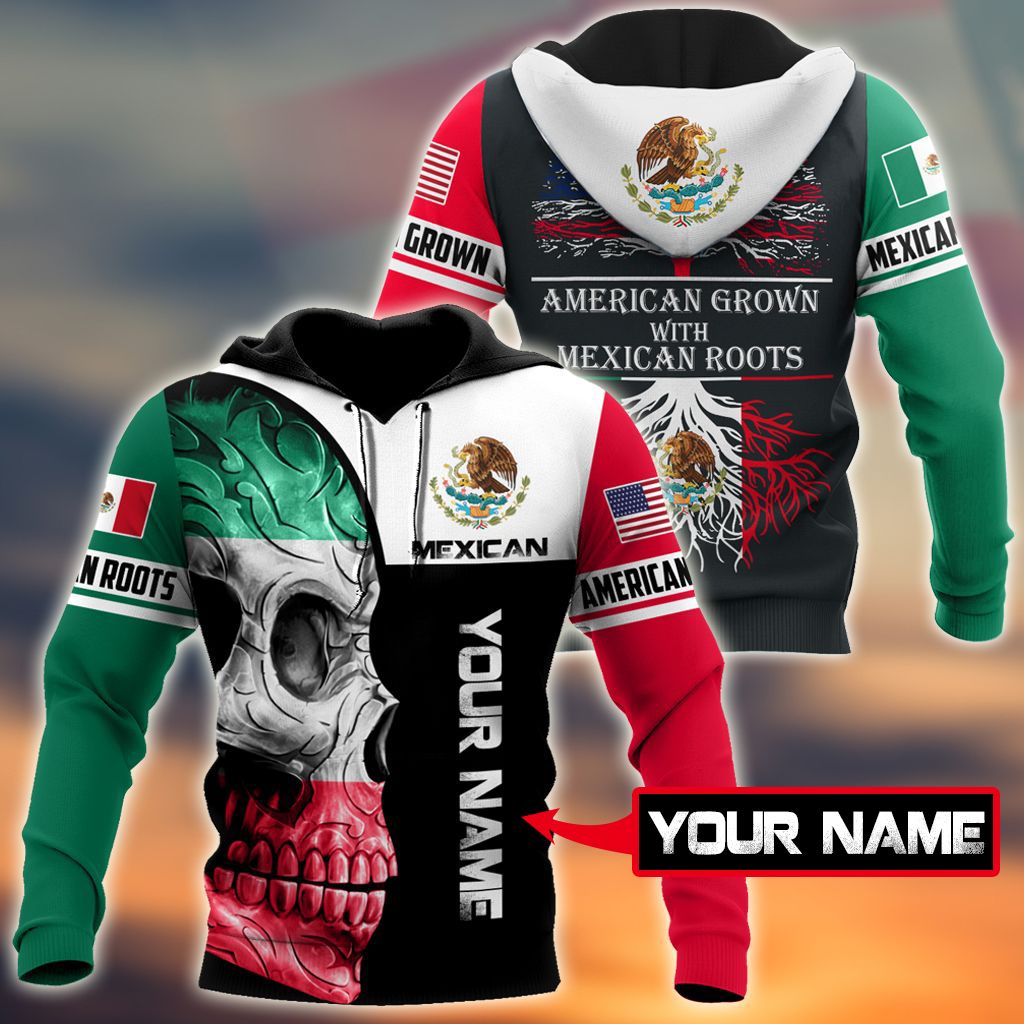 Mexican Skull American Roots Art - 3D Hoodie