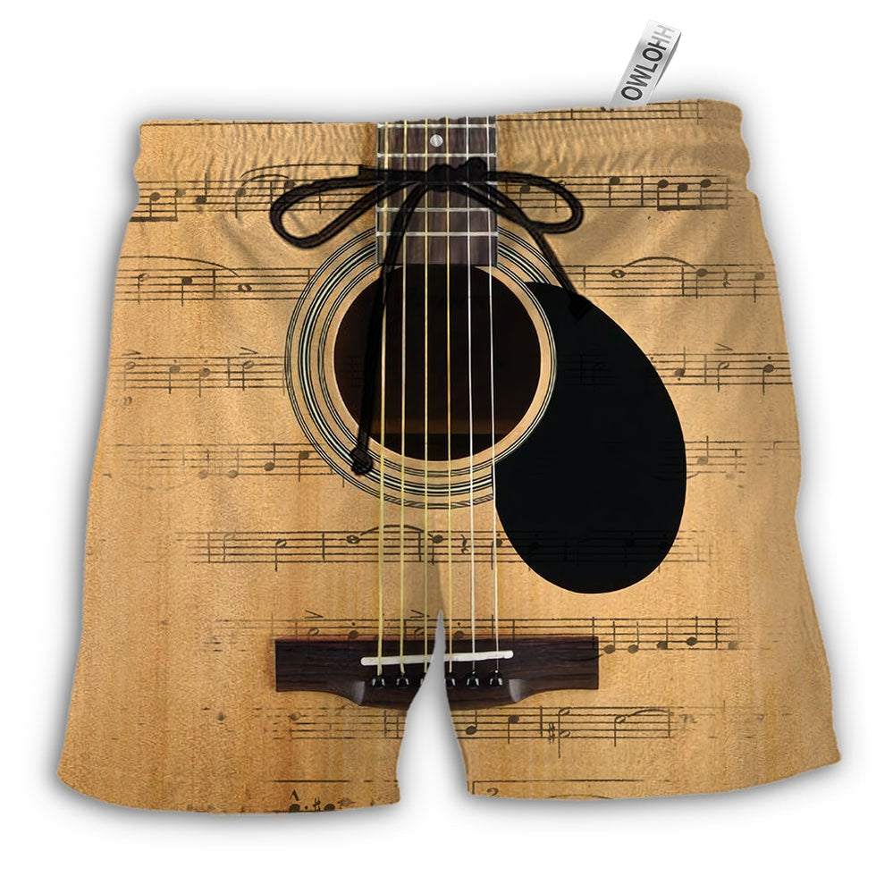 Beach Short / Adults / S Guitar Retro Music Note - Beach Short - Owls Matrix LTD