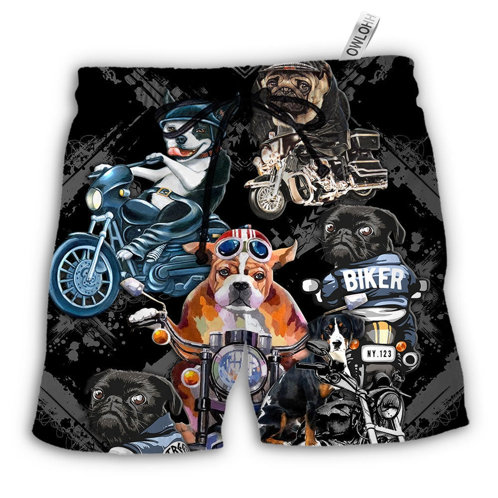 Beach Short / Adults / S Motorcycle Dog I Like Motorcycles And Dogs - Beach Short - Owls Matrix LTD