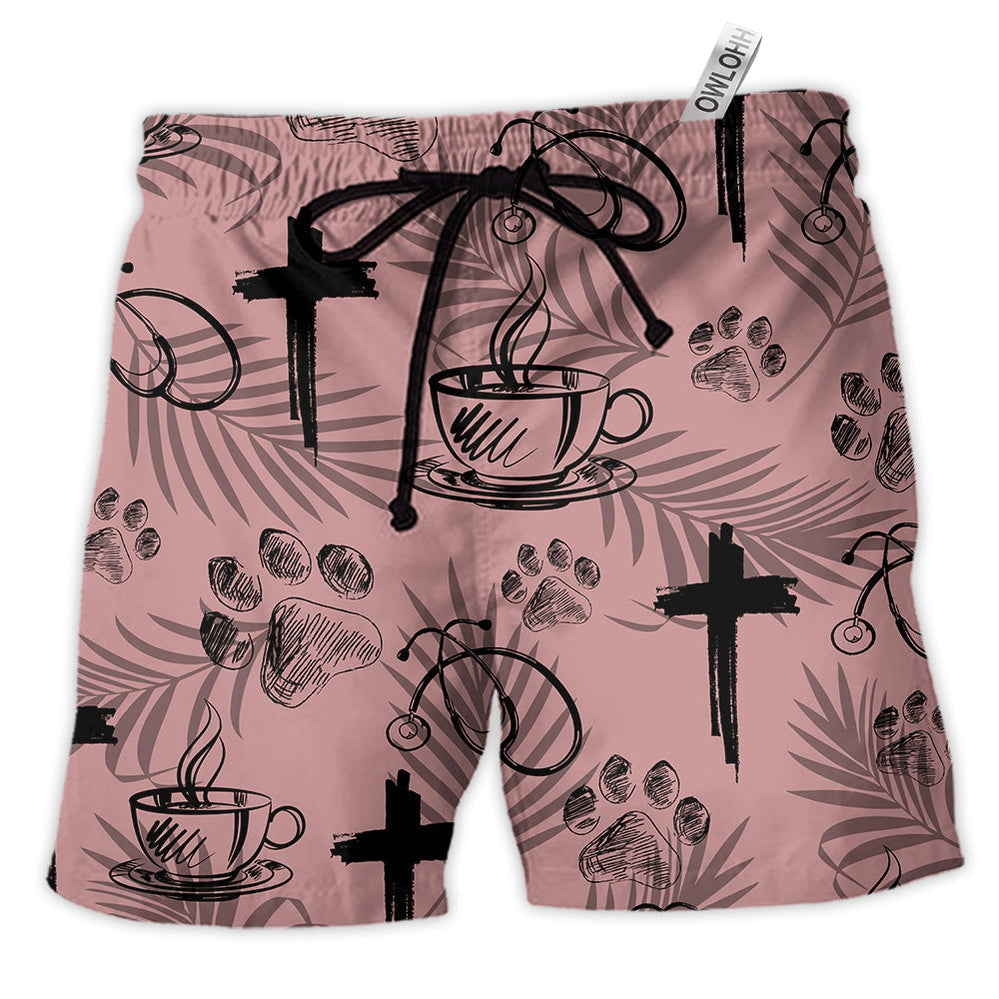 Beach Short / Adults / S Coffee Jesus Coffee Dog Health - Beach Short - Owls Matrix LTD