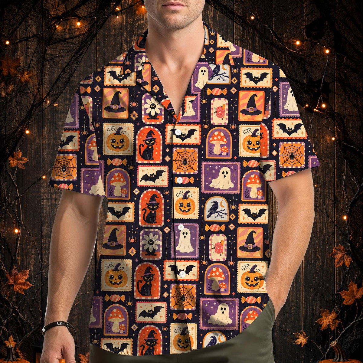 Spooky Halloween Witch Cat Ghost Pumpkin Mushroom – Hawaiian Shirt