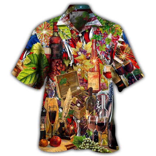 Wine Lover Patriotic Independence Day - Hawaiian Shirt