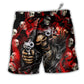 Beach Short / Adults / S Skull Dark Gun Red Smoke Lighting - Beach Short - Owls Matrix LTD