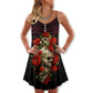 Skull And Roses Art – Women's Summer Sleeveless V-Neck Camisole Dress