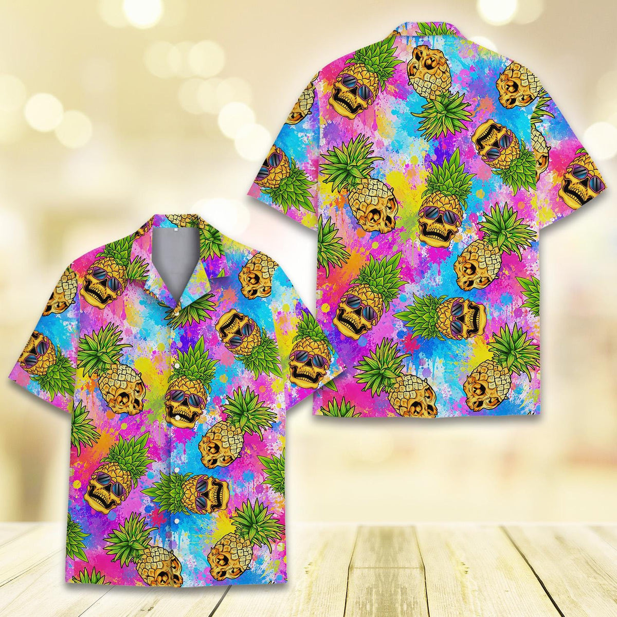 Pineapple Skull Colorful Tropical Summer Beach – Hawaiian Shirt