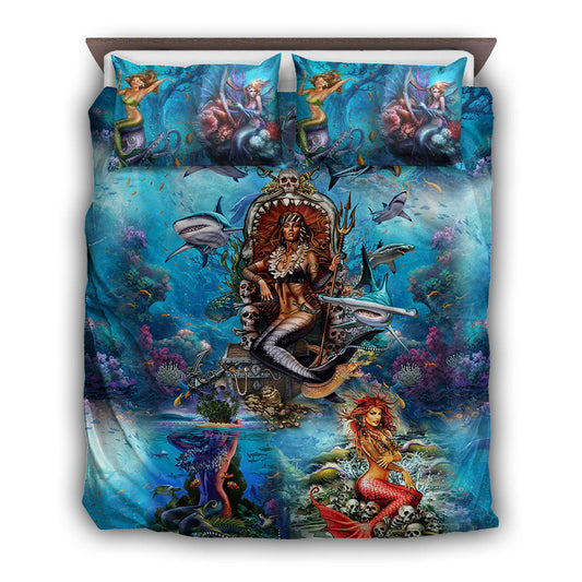 Mermaid And Skull Fantasy Bedding Cover For Gothic Bedroom Decor