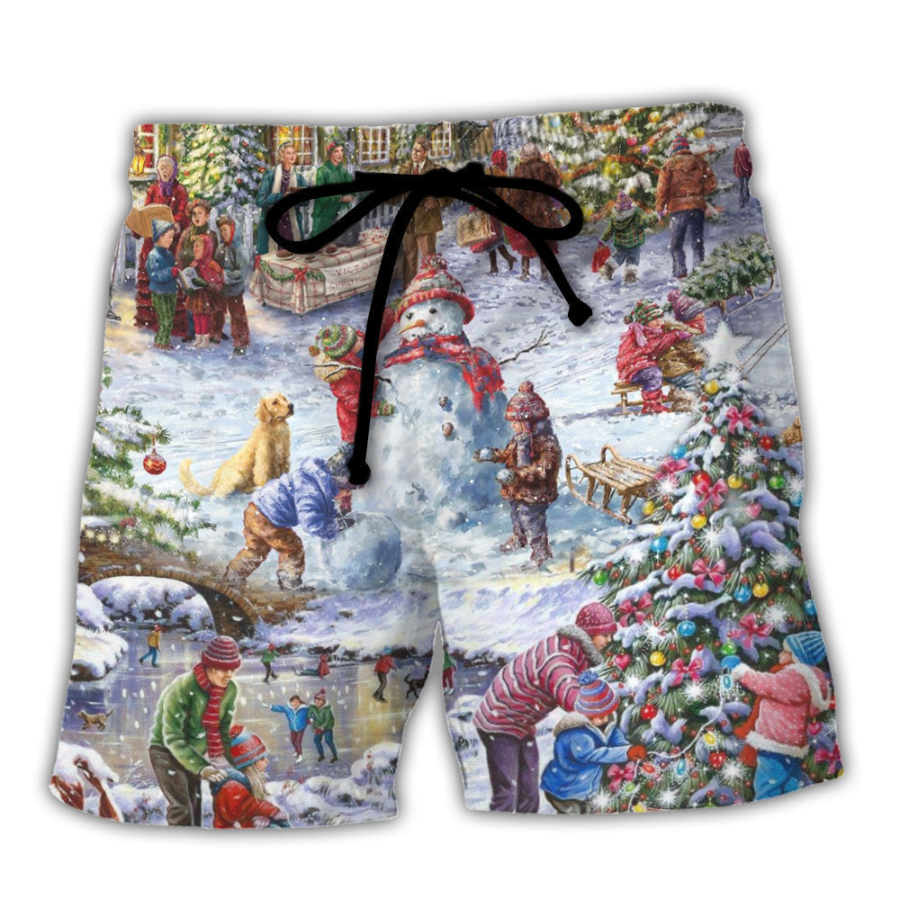 Christmas Santa Is Coming Holiday – Beach Short
