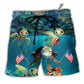 Beach Short / Adults / S Turtle Independence Day Celebrate Under Sea - Beach Short - Owls Matrix LTD