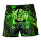 Beach Short / Adults / S Skull Mask Green Lighting - Beach Short - BAES06NDN080622 - Owls Matrix LTD