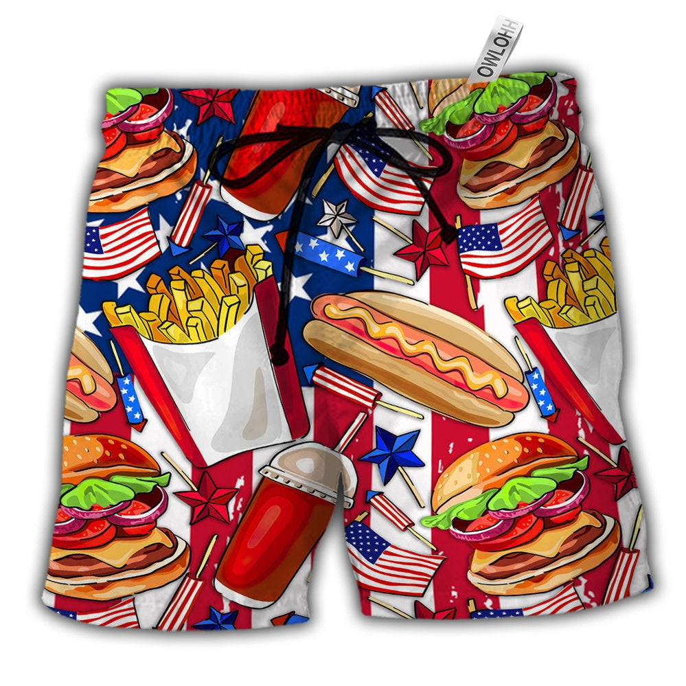 Beach Short / Adults / S Food Independence Day Star America - Beach Short - Owls Matrix LTD