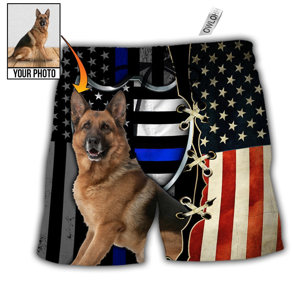 Police / Adults / S German Shepherd Dog Various Style Custom Photo Personalized - Beach Short - Owls Matrix LTD