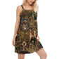 Vintage Cat Love Machine – Women's Summer Sleeveless V-Neck Camisole Dress